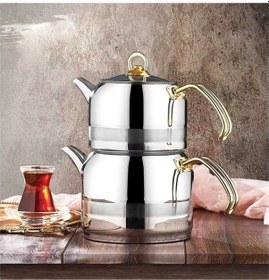 Resim Kahramanlar Kah 1018-g Çaydanlık Enza Gold Orta Boy Gri - Gold 