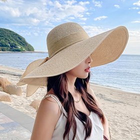 Resim 1 Adet Ekstra Büyük Siperli Güneş Şapkası Plaj Tatili Katlanabilir Hasır Şapka Kadınlar İçin Yaz Gölgesi 