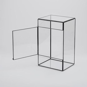 Resim 25x15x12cm Siyah Geometrik Teraryum Cam Fanus Takı Aksesuar Çikolata Kutusu 