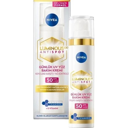 Nivea Sun LUMINOUS630 Leke Karşıtı Güneş Koruyucu Yüz Kremi 40 Ml, SPF50, Hyalüronik Asit, E Vitamin Fiyatı ve Özelliklerı - Badem