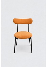 Resim 4 Adet Puffy Kumaş Hardal Renk Teddy Sandalye Mutfak Sandalyesi Salon Sandalyesi Balkon Sandalyesi Hardal 