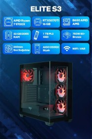 Resim Game Garaj Elite S3 R9-9700X 32 GB 1 TB SSD RTX5070Ti Free Dos Oyuncu Tavsiye Sistem 