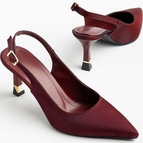 Resim Suins Hope Model Kadın Stiletto Parlak Saten Ayakkabı Bordo 