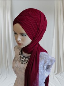 Resim Tunahazırturban Bordo Sevda Şal Model Hazır Duvak Hazır Şal Hazır Türban Bordo 
