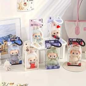 Resim 2'li Set Labubu Monster Serisi Saklama Çantası, Yaylı Anahtarlıklu Peluş Oyuncak Koruyucu Kılıf, Şeffaf Görünür Tasarım, Ağlayan Bebek Sergi Kutusu (Oyuncuk Dahil Değildir), Tokalı Kapama, Mükemmel Tatil Hediyesi 