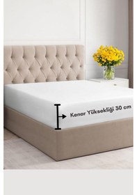 Resim Beyaz Renkli %100 Pamuklu Penye Kumaş Fitted Lastikli Çarşaf 