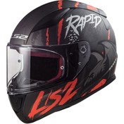 Resim LS2 Rapid 2 Raven Full Face Motosiklet Kask Siyah - Beyaz - Kırmızı 