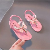 Resim Pembe Yaz Kızlar Ayakkabı Boncuk Daireler Fling Prenses Ayakkabı Bebek Dans Ayakkabıları Çocuk Sandaletleri Çocuk Düğün Ayakkabı Pembe 