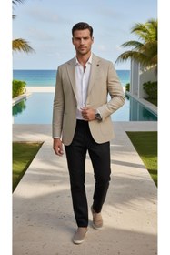 Resim Plus Scorpion Erkek Slim Fit Blazer Ceket Tek Düğmeli Çift Yırtmaçlı Torba Cepli Yarım Astarlı 