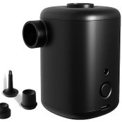 Resim Folinda Siyah Absportatif Elektrikli Hava Pompa, 15w 0.3psı 300l/dak, Ipx4 Su Geçirmez, 7.4v 3000mah Batarya İle 4 Fişli 