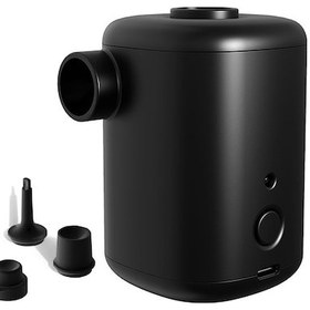Resim Folinda Siyah Absportatif Elektrikli Hava Pompa, 15w 0.3psı 300l/dak, Ipx4 Su Geçirmez, 7.4v 3000mah Batarya İle 4 Fişli 