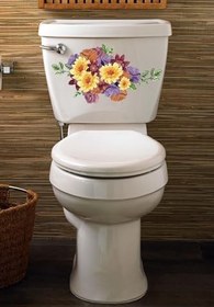 Resim Sulu Boya Soft Renkli Çiçekler Klozet Kapağı Ve Banyo Sticker 