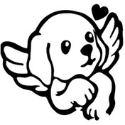 Resim habune Melek Köpek Sticker 10 X 10 Cm 