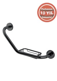 Resim Çelik Banyo Paslanmaz Pirinç Flora Küvet Tutamağı Süngerlikli 40cm Mat Siyah 