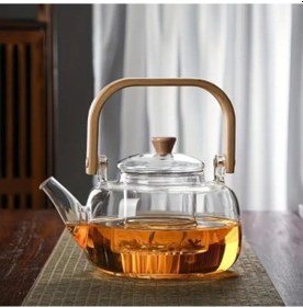 Resim Büro Ev Ofis Çay Keyfi İçin Bambu Saplı Cam Filtreli Demlik Diğer 