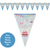 Resim Prens 1 Yaşında Flama Bayrak Set Süs Tüm Yaşlar 