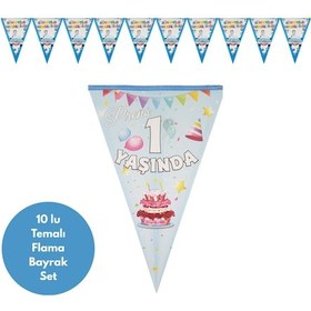 Resim Prens 1 Yaşında Flama Bayrak Set Süs Tüm Yaşlar 