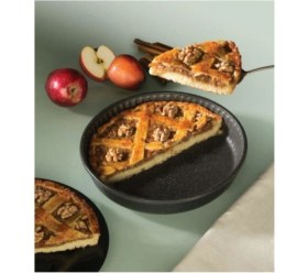 Resim Siyah Yuvarlak Granit Kaplama Borcam Fırın Tepsisi 