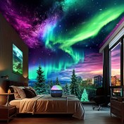 Resim 1pc YETHKE Aurora Borealis LED Projektör, 7 Mod, Ayarlanabilir Parlaklık, USB-C Güçlü, Plastik, ≤36V, Siyah, Yatak Odası Amiyansı için 