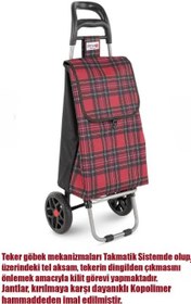 Resim Katlanabilir Pazar Arabası – 36 Litre Çanta Kapasitesi, 25 kg Taşıma, Büyük Tekerlekli Market & Alışveriş Arabası 