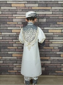 Resim 4-10 Yaş Krem Lacivert Şehzade Model Sünnet Kıyafeti 