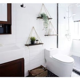 Resim 3 Lü Venge Koyu Kahve Halatlı Duvar Rafı ,mutfak Rafı,banyo Rafı ,uçan Raf,dekoratif ,rustik Ahşap 