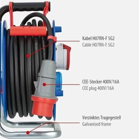 Resim AyrStore Garant Cee 1 IP44 Endüstriyel Şantiye Kablo Makarası, (Siyah 30 M Kablo, Özel Plastik 