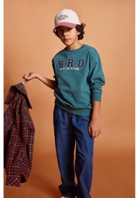 Resim Defacto Erkek Çocuk 2li Takım Baskılı Sweatshirt Jean Pantolon G4680a825wngn756 Yeşil-gn756 
