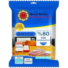 Resim Home Yüksek Kaliteli Vakumlu Poşet (S) 50 cm x 70 cm - Çevirmeli & Mavi Kapak - Vakumlu Hurç 