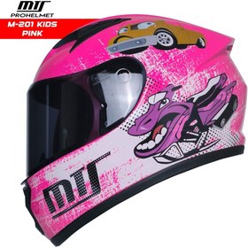 Resim MTS M201 Kapalı Model Çocuk Kaskı Pembe (Siyah Camlı) 