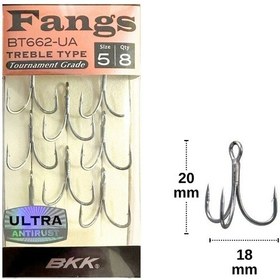 Resim Bkk Fangs-62 Ua No:5 Üçlü Olta İğnesi 8 Adet 