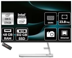 Resim LENOVO IdeaCentre 24IAP7 i5 12450H 48GB 512GB SSD 23.8" FHD FDOS Beyaz All in One Bilgisayar 