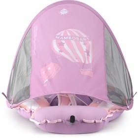 Resim Mambobaby Hot Air Balloon Yüzme Simidi - Pembe, Emniyetli, Gölgelikli ve Ayak Destekli 