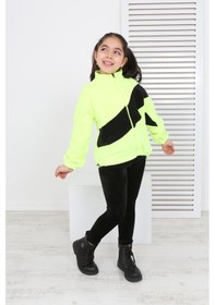 Resim Toontoy Kız Çocuk Blok Renkli Polar Hırka Sarı 