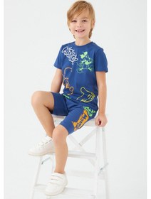 Resim Mickey Mouse D4789-3 Çocuk Gece Mavisi Alt Üst Takım 