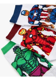 Resim Koton 3'lü Marvel Baskılı Çorap Seti Lisanslı Multıcolor 4skb80014aa Mavi 