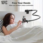 Resim 1 adet Ayarlanabilir Kaz Boyunlu Cep Telefonu Tutucu ve Pençe Klipsi - Esnek Akıllı Telefon Standı, Masaüstü ve Duvar Montajı için 360° Döndürme 