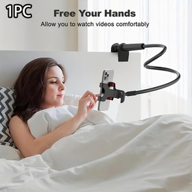 Resim 1 adet Ayarlanabilir Kaz Boyunlu Cep Telefonu Tutucu ve Pençe Klipsi - Esnek Akıllı Telefon Standı, Masaüstü ve Duvar Montajı için 360° Döndürme 
