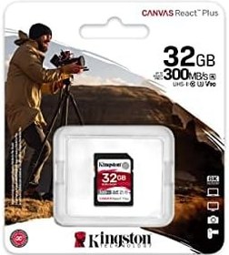 Resim Kingston Canvas React Plus 32GB SDHC Hafıza Kartı UHS-II 300R/260W U3 V90 Full HD/4K/8K için - SDR2/32GB 