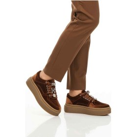 Resim Guja Kahve Nubuk Bağcıklı Yüksek Taban Kadın Sneaker Çok Renkli 