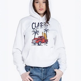 Resim Kadına Özel Klasik Araba Tasarımlı Kapşonlu Sweatshirt 