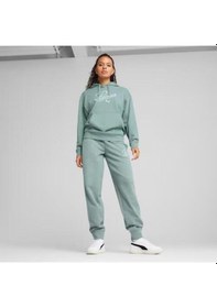 Resim Puma Kadın Scrıpt Comfort Hoodie Eşofman Üst 68498330 Yeşil 