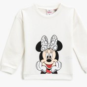 Resim Kız Bebek Minnie Mouse Baskılı Sweatshirt Bisiklet Yaka Lisanslı Pamuklu 