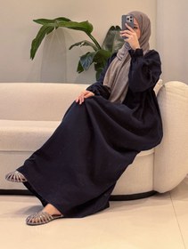 Resim Liorena Yandan Bağlamalıi Müslin Elbise - Lacivert 