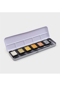 Resim Metalik Yaldız Tablet Sulu Boya Seti 6 Renk Premium F7001 1 Meta 