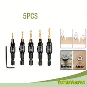 Resim 5 adet Altıgen Saplı Ahşap İşleme Gömme Matkap Yüksek Hız Açma Kenarlığı Entegreli Büküm Matkabı Ahşap İşleme Gömme Uç Seti, 1/4" Altıgen Sap ile DIY Ahşap İşlemesi için L Anahtar #5 #6 #8 #10 #12 