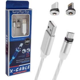 Resim Powermaster Işıklı Telefon Şarj Kablosu Üç Uçlu Manyetik (477627606) 