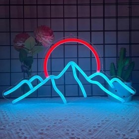 Resim SANEC Dağ ve Güneş Neon Led Tabela Dekoratif Aydınlatma 