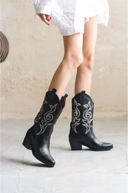 Resim GOFFSHOES Kadın Darel Kovboy Çizme - siyah-deri 
