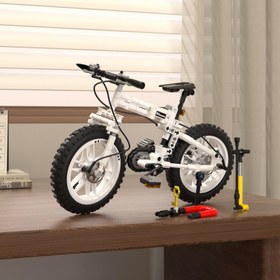 Resim 246 Parça Dağ Bisikleti İnşaat Blokları Seti, ABS Malzeme, Siyah & Beyaz, Eğitim DIY Modeli, Başlangıç Seviyesi Montaj Kiti 